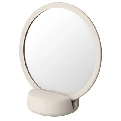 Image of Blomus Sono 69162 Cosmetic Mirror Moonbeam/White Ceramic/Silicone 185 x 90 170 mm (H W D) One Size