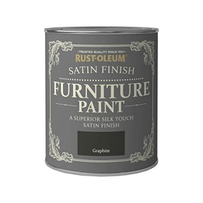 Image of Rust Oleum Dark Grey Furniture Paint in Satin Finish Graphite 750ml