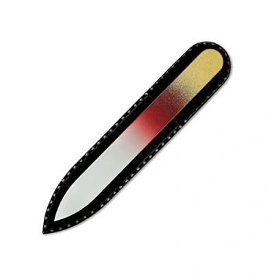 Image of Mont Bleu Small Colour Crystal Nail File in Black Velvet Pouch Genuine Czech Tempered Glass, Lifetime Guaranty, Hand Made Republic