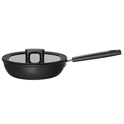 Image of Fiskars 1052230 sauté pan with lid, Dia: 24 cm, Capacity: 2.2 litres, Suitable for All hobs, Aluminium/Plastic, Scratch Resistant, Non Stick Coating, Hard Face, Black, liters