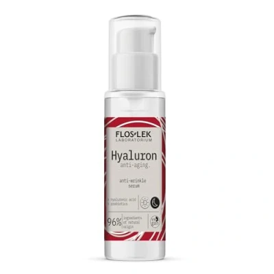 Image of Floslek HYALURON Anti Wrinkle Serum for face, neck and décolleté Natural Cosmetics aging effect Hyaluronic acid Prebiotics 30 ml
