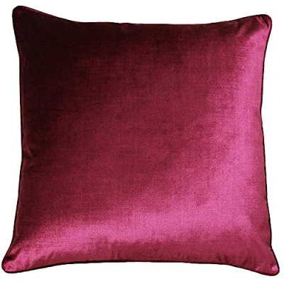 Image of Riva Paoletti Luxe Velvet Cushion Cover Cranberry Pink Soft Feel Fabric Reversible Hidden Zip Closure Machine Washable 100% Polyester 55 x 55cm (22&quot; 22&quot; inches)