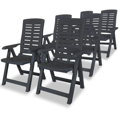 Image of vidaXL Reclining Garden Chairs 6 pcs Plastic Anthracite