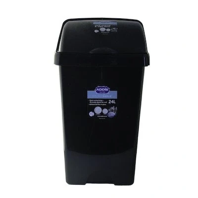 Image of Addis Black 25Lt Plastic Roll Top Waste Rubbish Bin