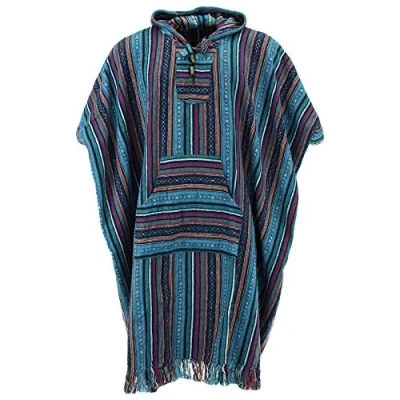 Image of LOUDelephant Brushed Cotton Long Hooded Poncho Purple Sky