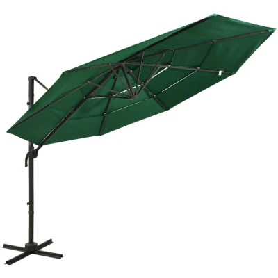 Image of vidaXL 4 Tier Garden Parasol with Aluminium Pole Green 3x3 m