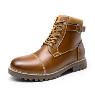 Image of Bruno Marc Men&#039;s Motorcycle Combat Oxford Boot Fur Lining Warm Zipper Boots,Size 11,Brown,ENGLE 05