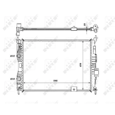 Image of 21400JD000, 21400JD00C Engine radiator NRF 53846 Aluminium 590mm 450mm 18mm Brazed cooling fins NISSAN: Qashqai / Qashqai+2 I