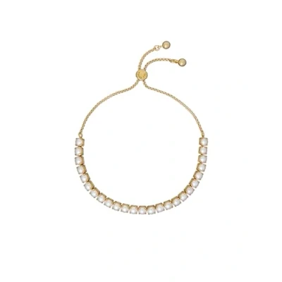 Image of Ted Baker Melrah Icon Crystal Adjustable Tennis Bracelet For Women (Gold/Pearl)