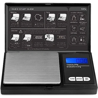Image of Mini Scale LCD Display Small Jewellery Coins Kitchen Baking Precision Digital Protable with Back lit Display,Stainless Steel Weight Platform for Cooking, Coffee, 1g To 200g