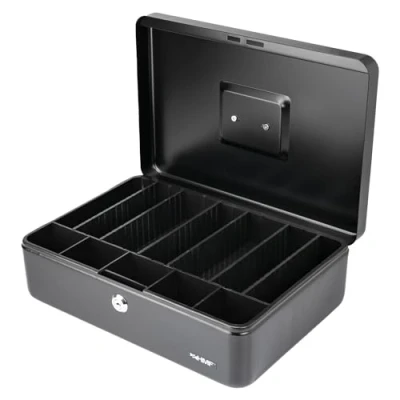 Image of HMF 22036 02 Cash Box with 6 Individual Sorting Compartments 36 x 25 11 cm Black