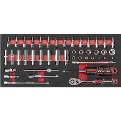 Image of Premier Socket Set with Tool Tray 1/4inSq Drive 44 Piece