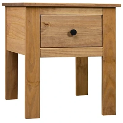 Image of vidaXL Solid Pine Wood Bedside Cabinet in Natural Finish One Drawer Bedroom Nightstand with Universal Living Room Functionality