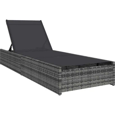 Image of vidaXL Sun Lounger Grey 60x200x27 cm Poly Rattan