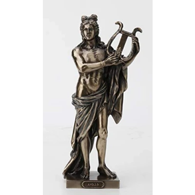 Image of Veronese Design Classic Ancient Greek God Apollo Holding His Lyre Bronze Finished Tabletop Statue