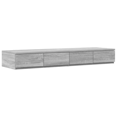 Image of vidaXL Grey Sonoma Engineered Wood Nightstand 4 Drawer Bedside Table with Matte Finish for Bedroom 120x36.5x16.5 cm