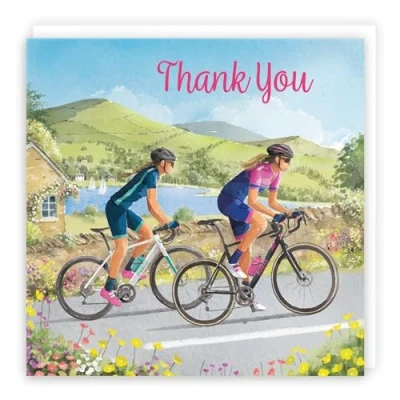 Image of Hunts England Cycling Fun Thank You Card For Her Milo&#039;s Gallery Female Cyclist Bike Fans Girls, Women