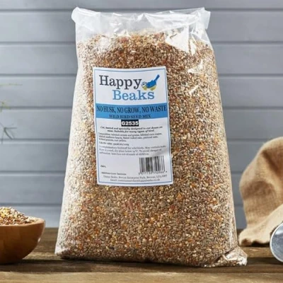 Image of Happy Beaks No Mess Wild Bird Seed Grow Husk Waste Feed Mix (5kg) High Energy Premium Food For Birds … (Wild 5kg)