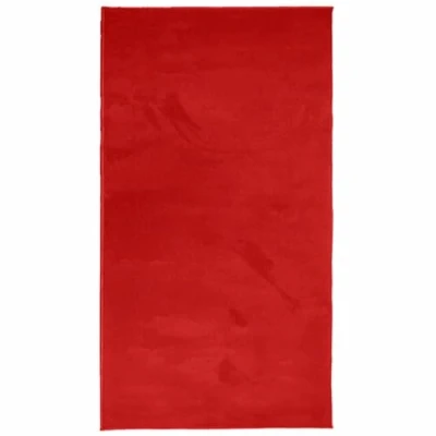 Image of vidaXL Soft Short Pile Rug 60x110 cm Texture Polyester Area Carpet, Red, Foldable for Easy Storage, Tested Harmful Substances, Suitable Underfloor Heating