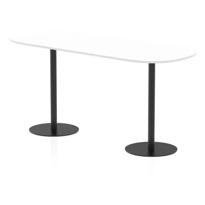 Image of Italia 2400mm Poseur Boardroom Table White Top 1145mm High Black Leg