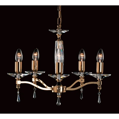 Image of Toulon Optic Glass/strass Gold 5 Arm Chandelier