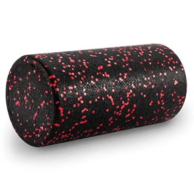 Image of ProsourceFit High Density Foam Rollers 12 inches Long, Firm Full Body Athletic Massage Tool for Back Stretching, Yoga, Pilates, Post Workout Muscle Recuperation, Black/Red
