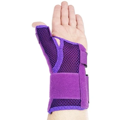 Image of LTG PRO® Breathable Mesh Thumb and Wrist Support Brace Splint Arthritis Stabiliser Universal One Adult Size for Left Right Hand MCP CMC joints (Purple)