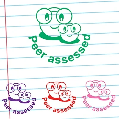 Image of Peer Assessed Smiley Face Self Inking Teacher Stamp (Green)