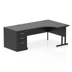 Image of Impulse 1600 RH Crescent Desk Cantilever Black/Black 800 High Ped
