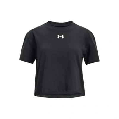 Image of Under Armour Short Sleeve CROP Sports Tshirt for kids, Size: 7y, Black