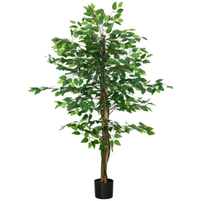 Image of HOMCOM Decorative Artificial Plants Ficus in Pot, Fake for Home Indoor Outdoor Decor, 150cm