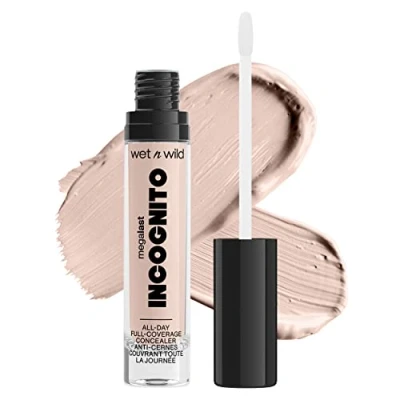 Image of wet n wild, Megalast Incognito Full Coverage Concealer, Seamless and Richly Pigmented, Buidable Medium to Coverage, Matte Finish, Nourishing Hydrating Formula, with Shea Butter, Light Beige