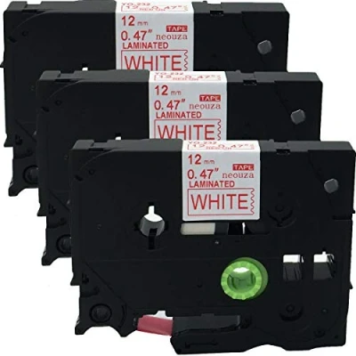 Image of NEOUZA 3PK Compatible for Brother P Touch Laminated TZe TZ Label Tape Cartridge 12mm x 8m (TZe 232 Red on White)