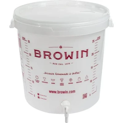 Image of Browin 340444 Fermentation Bucket 30l with Printing and tap, GB, Plastic, White