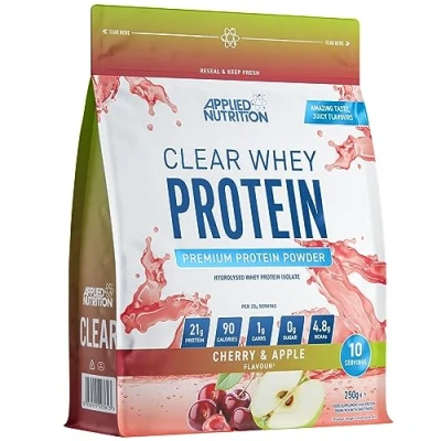 Image of Applied Nutrition Clear Whey Isolate Protein Isolate, Refreshing High Powder, Fruit Juice Style Flavours (Cherry &amp; Apple) (250g 10 Servings)