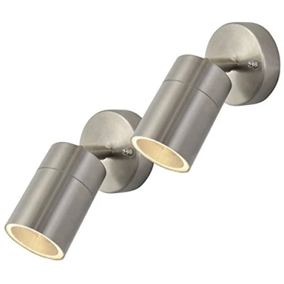Image of LITECRAFT Kenn Spotlight Outdoor Wall Ceiling Fitting (Stainless Steel, Pack of 2)