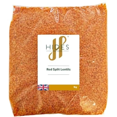Image of Hides Fine Foods Red Split Lentils 1kg GMO Free Suitable for Vegetarians Cooking Stewing Soups Dhal Curries Supports Digestive Health