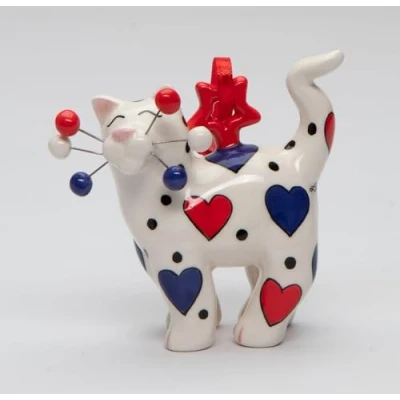 Image of Cosmos Gifts 56615 Patriotic Whisker Cat Ornament Figurine Design by Amy Lacombe