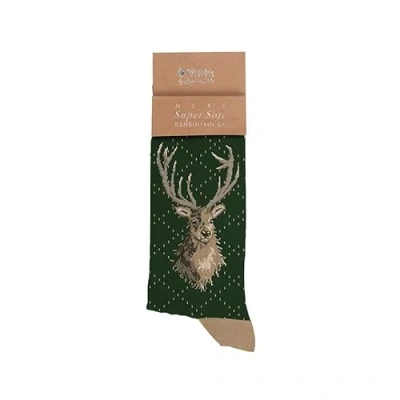 Image of Wrendale Designs Portrait of a Stag&#039; stag men&#039;s socks