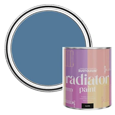 Image of Rust Oleum Blue Heat Resistant Radiator Paint in Gloss Finish Silk 750ml