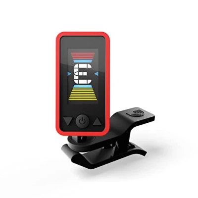 Image of D&#039;Addario Guitar Tuner Eclipse Headstock Clip On for Great Acoustic Guitars &amp; Electric Quick Accurate Tuning Red