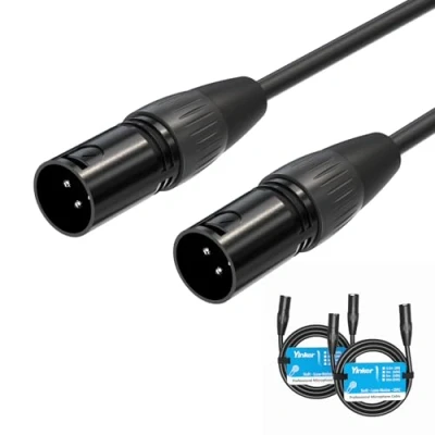 Image of Yinker XLR Cable Male to Microphone Cable, 3 Pin with Oxygen Free Copper 5ft/1.5m, 2pack