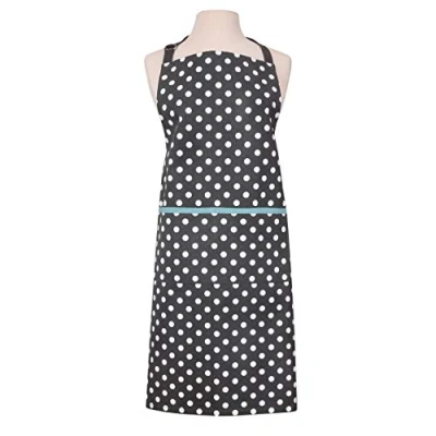 Image of Dexam Polka Dot Adult Kitchen Apron, Slate Grey, 100% Cotton, Machine Washable, Adjustable Strap, 67cm x 86cm