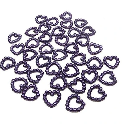 Image of 100 Pearl Heart Wedding Party Table Confetti Scatter Decorations Card Making. (Purple)