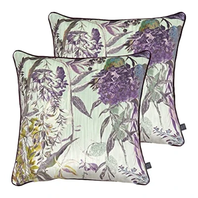 Image of Prestigious Textiles Botanist Twin Pack Polyester Filled Cushions, Evergreen, 55 x 55cm