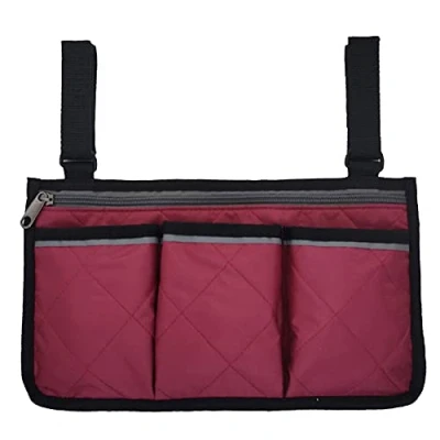 Image of FJZFXKZL Wheelchair Bag, Durable Walker Accessories Bag Electric Scooter Side Pocket Storage chair Armrest (Color : Red)