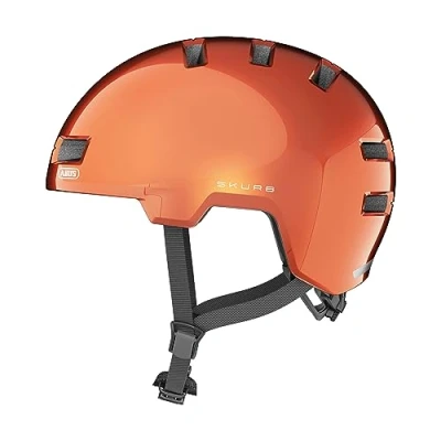 Image of ABUS city helmet Skurb Robust bike for everyday use, skating, BMX riding or longboarding orange, size M