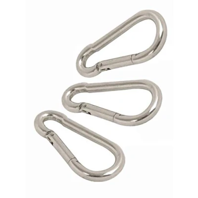 Image of fiXte® BZP Steel Snap Hooks Spring Latch Carabina Carabiner Carbine Heavy Duty Pack of 3 (M7)