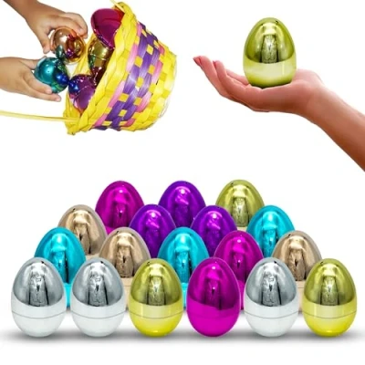 Image of 18PCS Easter Filler Eggs Basket Stuffers for Hunt, Plastic Empty Hunt Fillable Eggs, Crafts Snap Open, Size 7.5cm