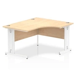 Image of Impulse 1400mm Right Crescent Desk Maple Top White Cable Managed Leg